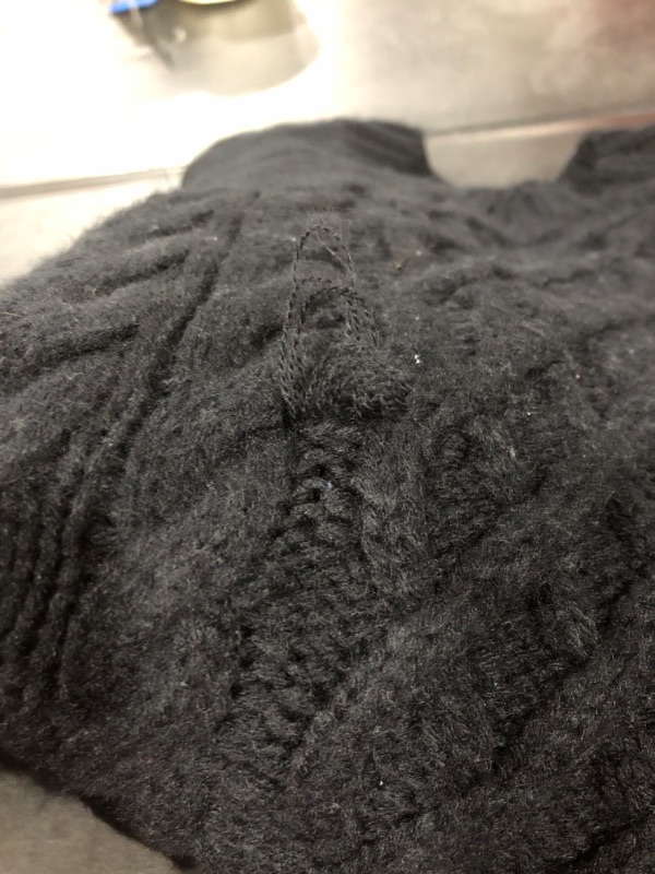 Photo 1 of ANRABESS Women Crewneck Long Sleeve Oversized Cable Knit Chunky Pullover Short Sweater Dresses Black X-Large