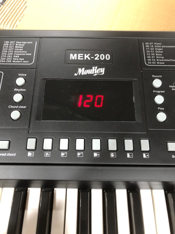 Photo 3 of Moukey Keyboard Piano, 61 Key Piano Keyboard, Full-Size Electric Piano, Superior Sound, Powerful Functions, Durable keys, Electric Keyboard with Music Stand and Power Adapter, Portable Music Keyboard MEK-61 Key Keyboard