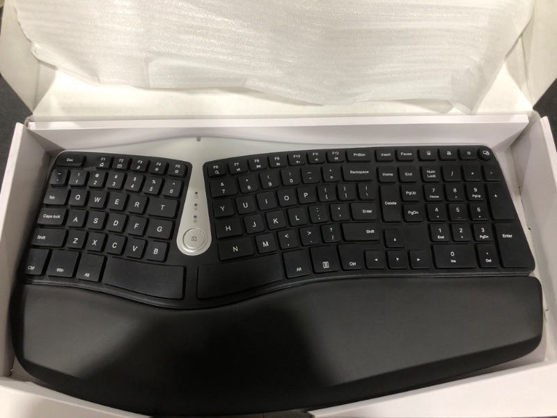 Photo 2 of Nulea Wireless Ergonomic Keyboard, 2.4G Split Keyboard with Cushioned Wrist and Palm Support, Arched Keyboard Design for Natural Typing, Compatible with Windows/Mac
