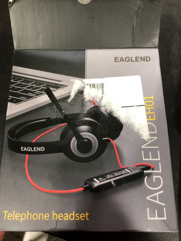 Photo 2 of EAGLEND USB Headset with Mic for PC, Over-Ear Computer Laptop Headphones with Noise Cancelling Microphone in-line Control for Home Office Online Class Skype Zoom
