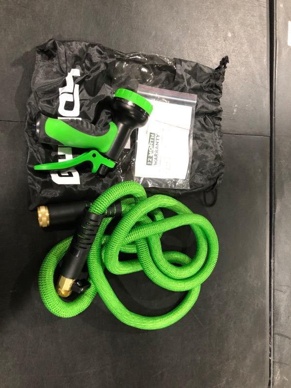 Photo 2 of 25FT Garden Hose Expandable , Water Collapsible Hose with 10 Function Spray Nozzle, Triple Latex Core, 3/4" Solid Brass Connectors, Leakproof No Kink Expanding Lightweight Watering Hoses Pipe