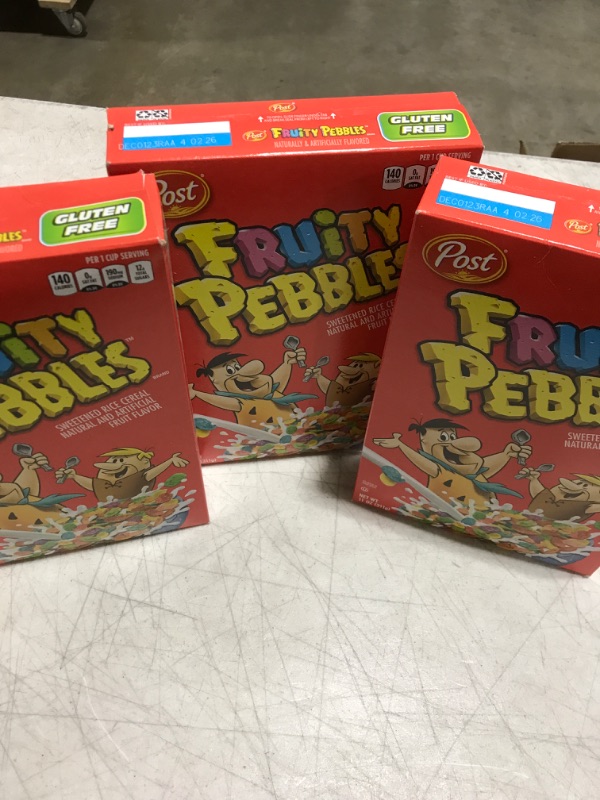 Photo 2 of 3 boxes of Post Cereal Fruity Pebbles, 11 oz