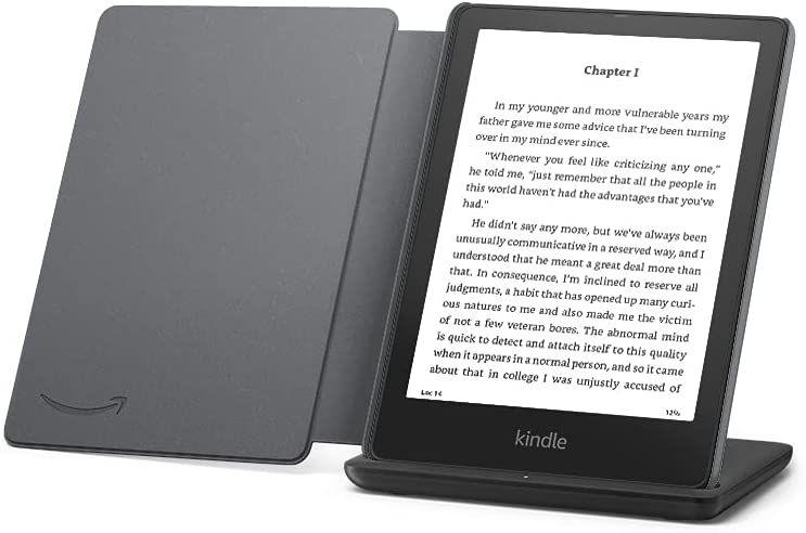 Photo 1 of Kindle Paperwhite Signature Edition Essentials Bundle including Kindle Paperwhite Signature Edition - Wifi, Without Ads, Amazon Leather Cover, and Wireless charging dock