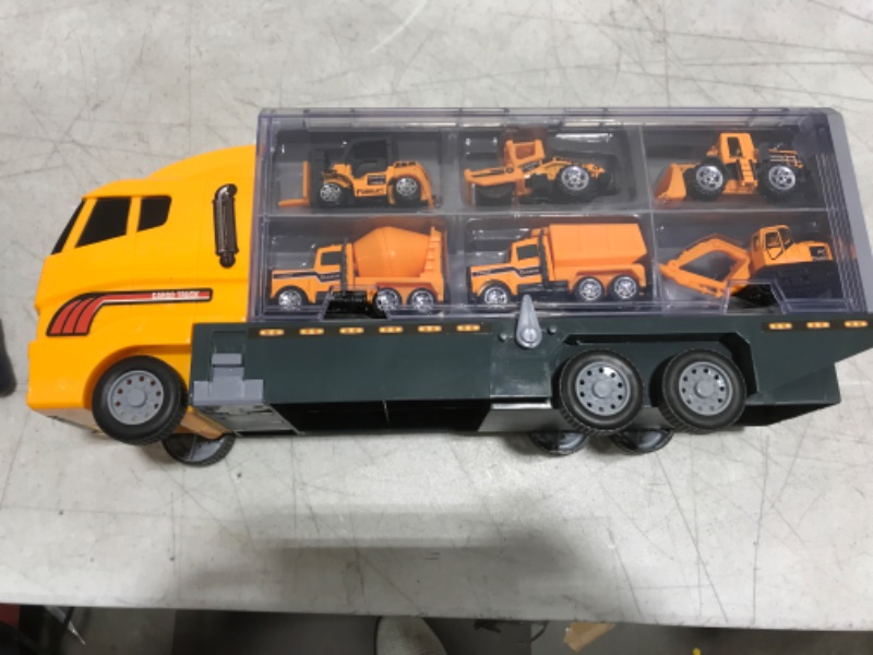 Photo 2 of Construction Truck Toys Sets,11 in 1 Mini Die-Cast Truck Vehicle Car Toy in Carrier Truck,Gifts for 3 + Years Old Kids Boys Girls