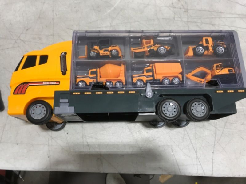 Photo 3 of Construction Truck Toys Sets,11 in 1 Mini Die-Cast Truck Vehicle Car Toy in Carrier Truck,Gifts for 3 + Years Old Kids Boys Girls
