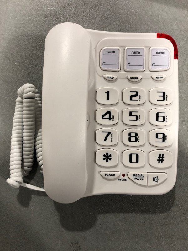 Photo 2 of Large Button Phone for Seniors, Loud Ringer, One-Touch Dialing. Amplified Corded Phone with Speakerphone for Elderly Home Landline Phones, No Need to use Batteries.