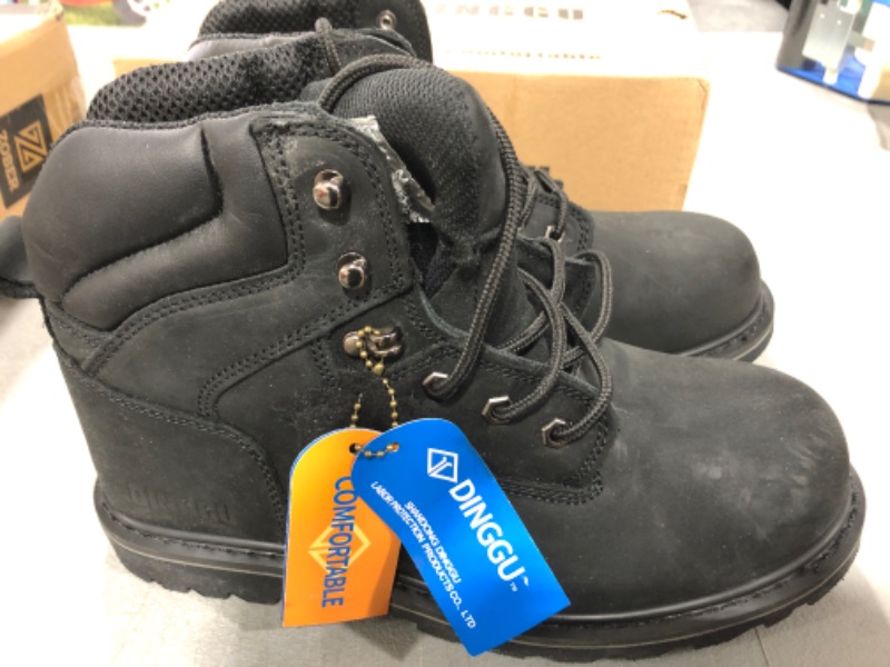 Photo 2 of [Size 9.5] DINGGU Work Boots for Men Steel-toed, Men's Work Boots Safety Anti-smashing, Waterproof Boots with Puncture-proof Kevlar Midsole- Black 9.5