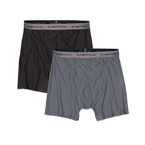 Photo 1 of [Size L] ExOfficio Men's Give-N-Go Boxer Brief 2 Pack, Granite/Black, Large
