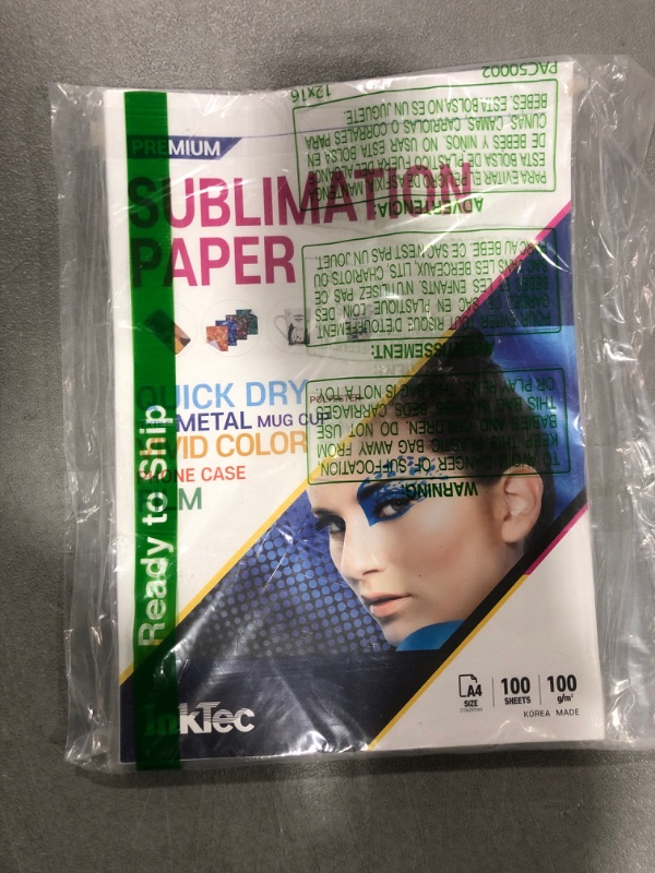 Photo 2 of InkTec Premium Sublimation Paper 8.3 X 11.7 inches 100 Sheets 100 G, Work with Inkjet Printers and Any Sublimation inks for T-Shirts, Metal, Mug Cups, and other Sublimation Blanks