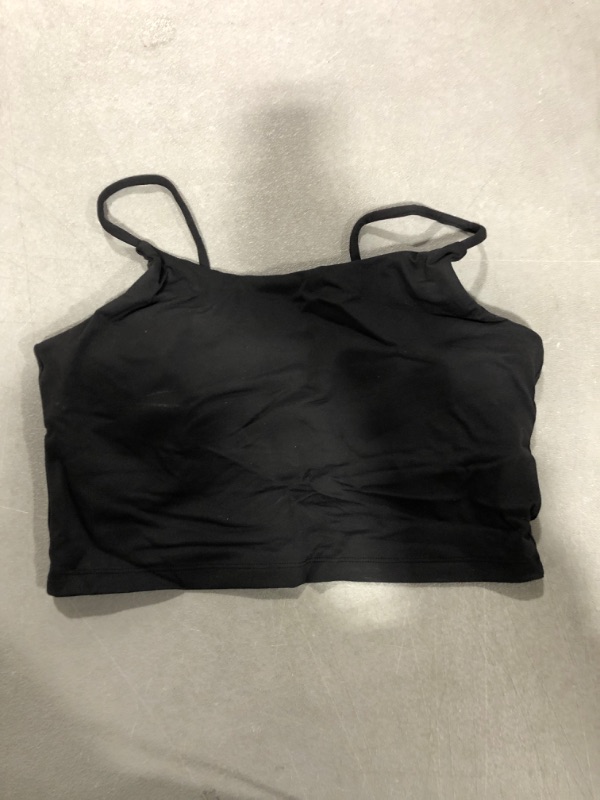 Photo 2 of [Size L] Promover Women's Padded Longline Sports Bra Strappy Crop Tops with Built-in Bra Workout Running Yoga Tank (Black,L)