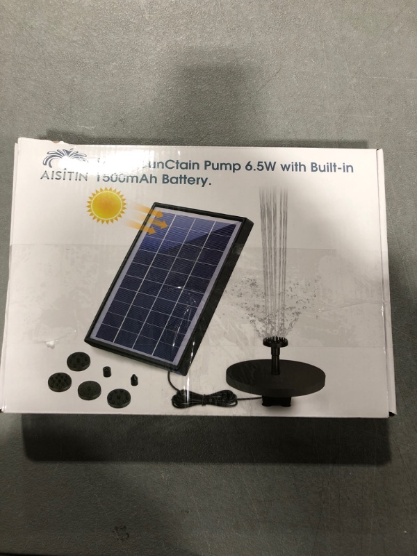 Photo 3 of 6.5W Solar Fountain Pump, Solar Water Pump Floating Fountain Built-in 1500mAh Battery, with 6 Nozzles, for Bird Bath, Fish Tank, Pond or Garden Decoration Solar Aerator Pump