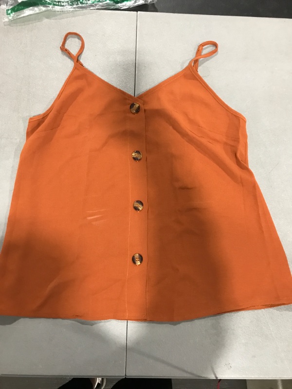 Photo 1 of [Size M] Ladies Spaghetti Strap Button up Sleeveless Blouse- Burnt Orange