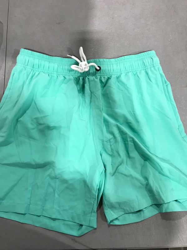 Photo 2 of [Size S] Tyhengta Men's Swim Trunks Quick Dry Beach Shorts with Zipper Pockets and Mesh Lining Grass