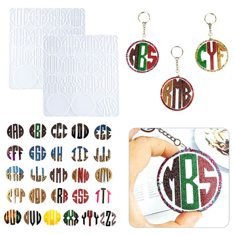 Photo 1 of Alphabet Resin Silicone Molds Letter Number for Epoxy Molds DIY Making Keychain
