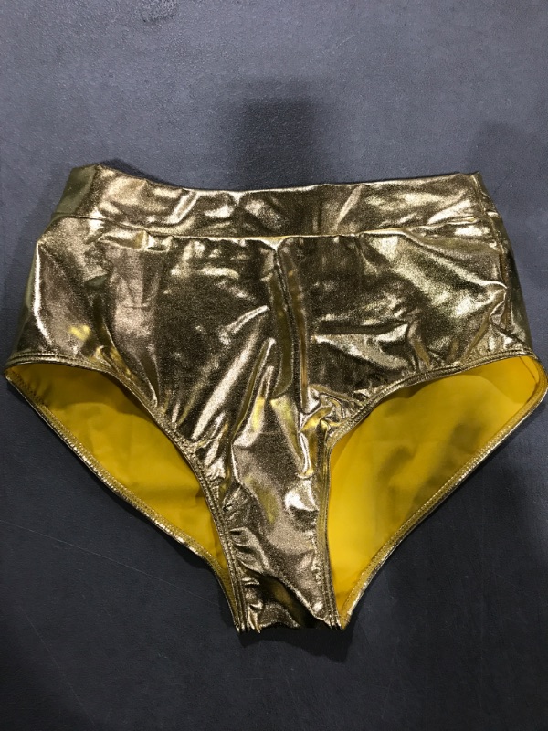 Photo 2 of [Size S] Scrunch High Waist Bikini - Gold Metallic