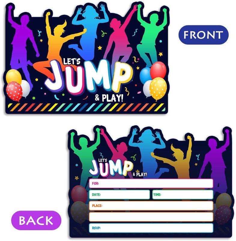 Photo 1 of Bounce House or Jumping Party Invitations - Trampoline Jump Birthday Invite - Trampoline Birthday Party - 30 Cards + 30 Envelopes