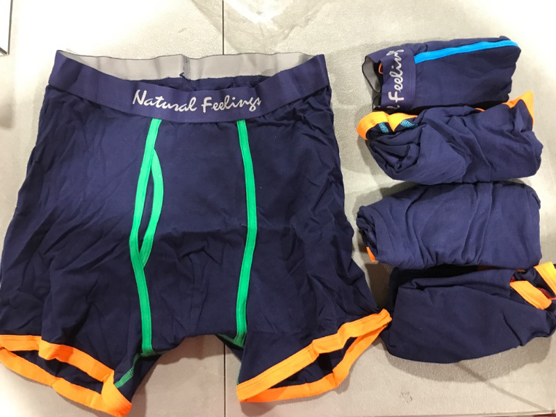 Photo 2 of [Size M] Natural Feelings Boxer Briefs Mens Underwear Men Pack Soft Cotton Open Fly Underwear: Navy Blue 