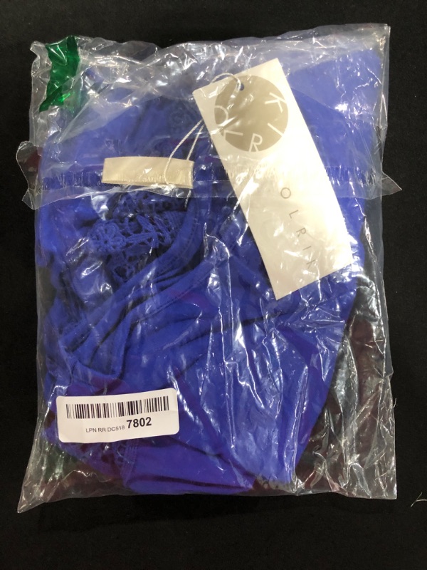 Photo 2 of [Size 1XL] OLRIK Summer Casual Womens Short Sleeve/Long Sleeve Lace Shirts and Blouses -royal Blue