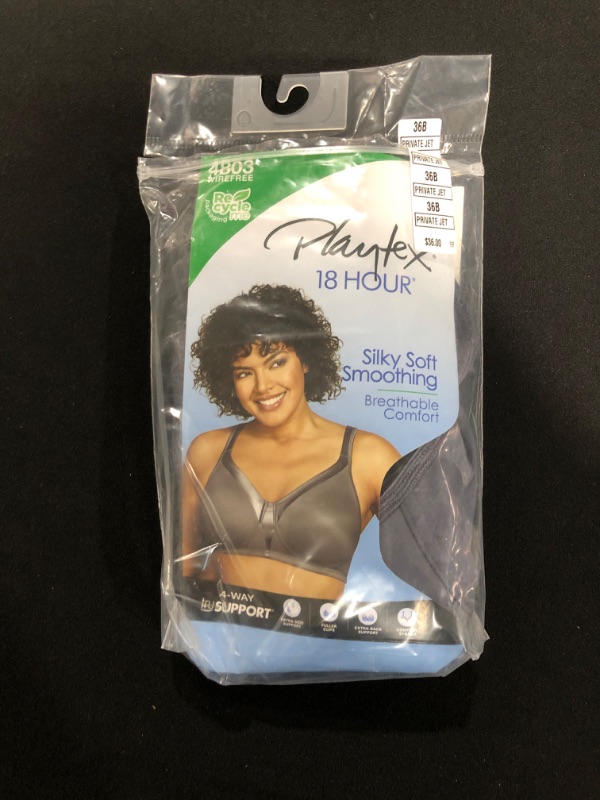 Photo 2 of [36B] Playtex Women's 18 Hour Silky Soft Smoothing Wireless Bra Us4803 Available with 2-Pack Option 36B Private Jet