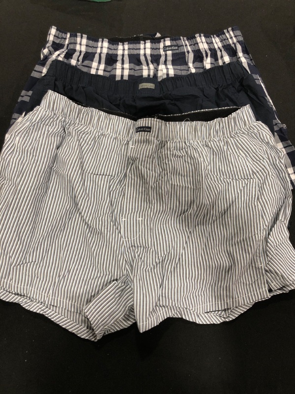 Photo 2 of [size L] Calvin Klein Men's Cotton Classics 3-Pack Woven Boxer Large Tide/Morgan Plaid, Tide/Montague Stripe, Tide