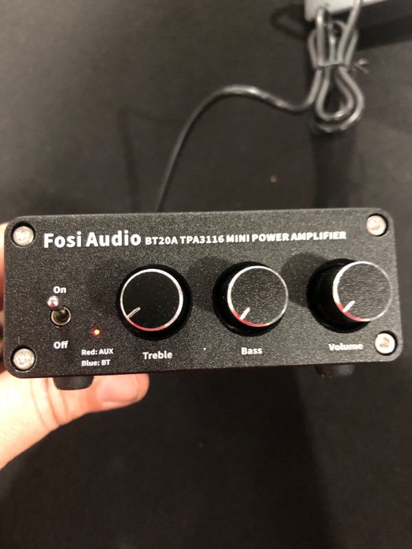 Photo 3 of Fosi Audio BT20A Bluetooth 5.0 Stereo Audio 2 Channel Amplifier Receiver Mini Hi-Fi Class D Integrated Amp 2.0 CH for Home Speakers 100W x 2 with Bass and Treble Control TPA3116 (with Power Supply)