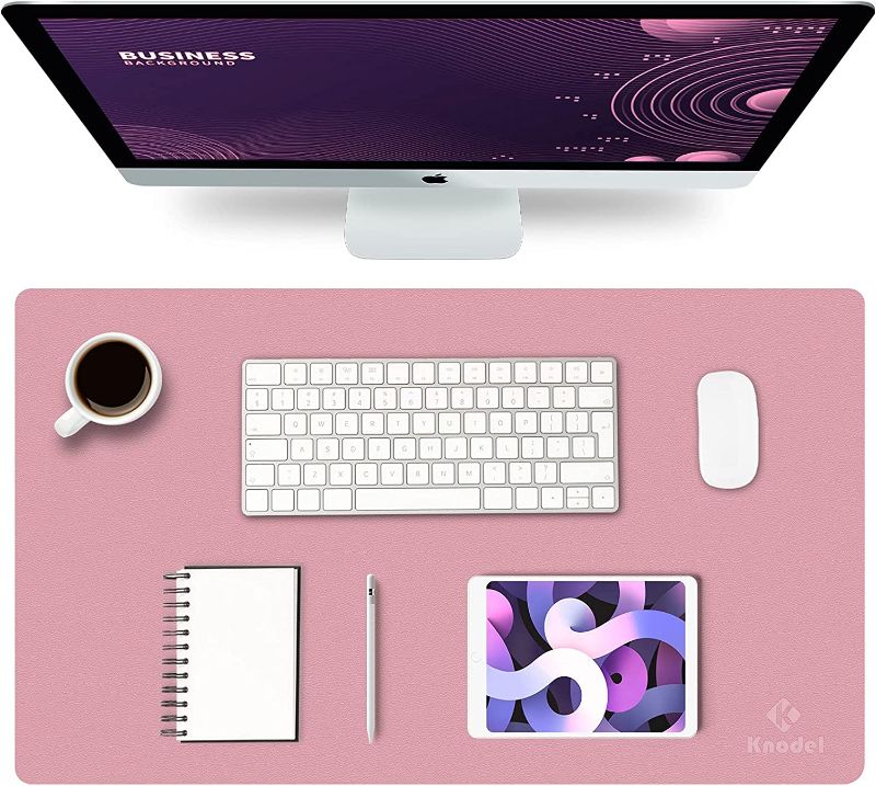 Photo 1 of K KNODEL Desk Mat, Mouse Pad, Desk Pad, Waterproof Desk Mat for Desktop, Leather Desk Pad for Keyboard and Mouse, Desk Pad Protector for Office and Home (Purple, 23.6" x 13.8") 