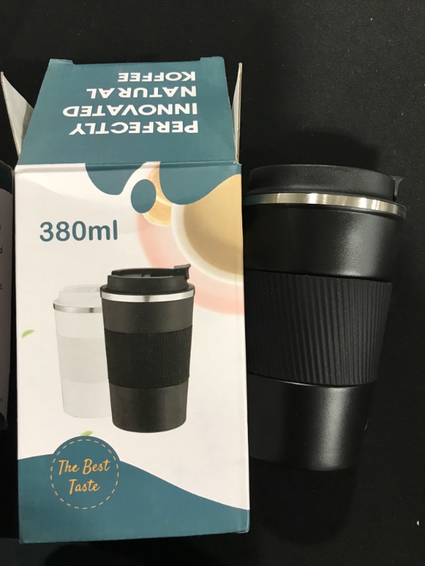 Photo 2 of 380ml Travel Mug - Insulated Coffee Cup with Filter Cup Holder Leakproof Lid - Stainless Steel Travel Coffee Mug Portable Reusable Thermal Mug