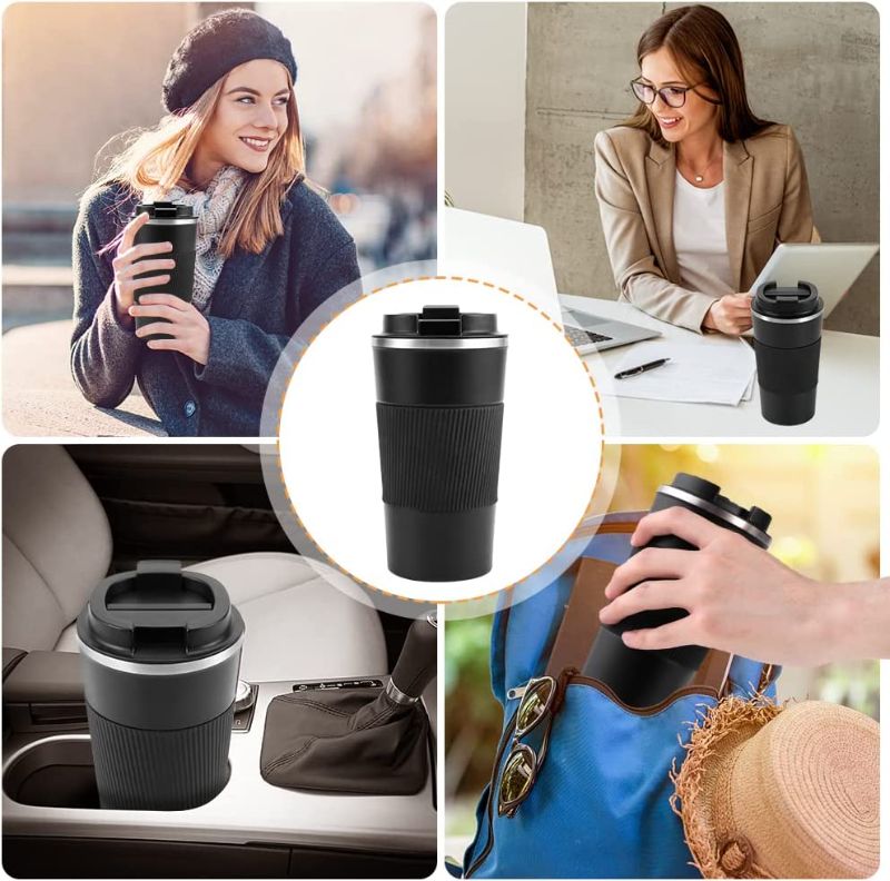 Photo 1 of 380ml Travel Mug - Insulated Coffee Cup with Filter Cup Holder Leakproof Lid - Stainless Steel Travel Coffee Mug Portable Reusable Thermal Mug