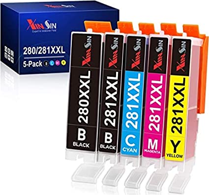 Photo 1 of MeaBefit Compatible Ink Cartridges Replacement for Canon 280 281 PGI-280XXL CLI-281XXL PGI280 XXL CLI281XXL for Canon PIXMA TR7520 TR8520 TS6120 TS6220 TS8120 TS8220 TS9120 Printer (5 Pack)