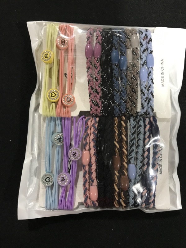 Photo 2 of Aigee 28 pcs Braided Hair Ties,High Elastic Sports Stretch Hair Rubber Band No Damage , Elastic Rubber Bands Hair Tie Ponytail Holders, Mixed color Hair Tie set for Women Girls Thick and Curly Hair