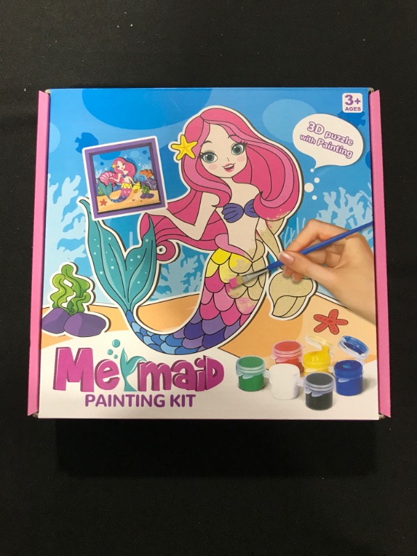 Photo 2 of 3D Scene Wooden Mermaid Craft Kit for Kids, Paint Your Own Mermaid Picture Frame Craft Kits