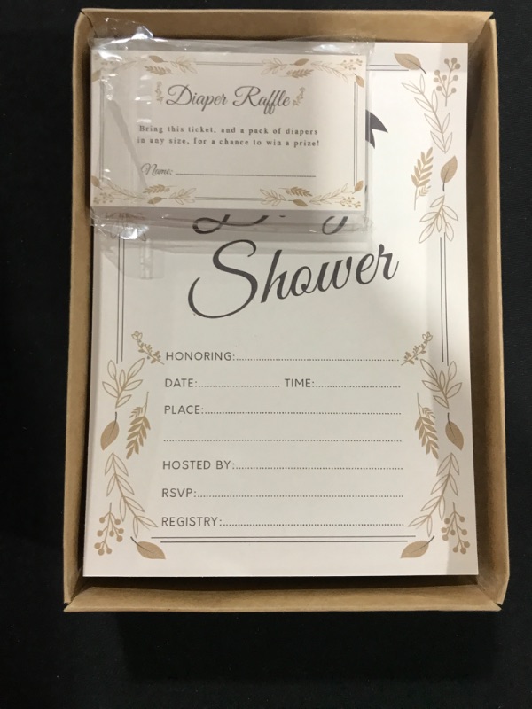 Photo 2 of Baby Shower Invitations, Predictions and Diaper Raffle Tickets - Set of 25 (75 Cards) - Elegant, Mason Jar, Rustic, Gender Neutral, Fill in the Blank - By Simple Glee