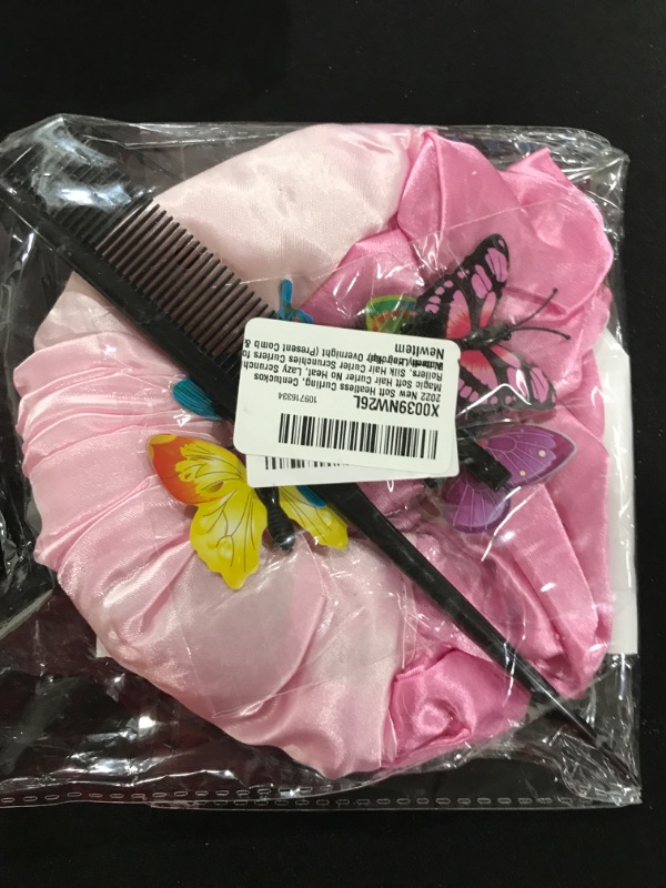 Photo 2 of 2022 New Heatless Hair Curler, Centuckos Lazy Hair Curler No Heat, Silk Hair Curler to Sleep in Scrunchies Curlers for Long Hair Overnight Silk Scrunchies (Present 1PC Comb & 5 PCS Butterfly Hairclip) Pink