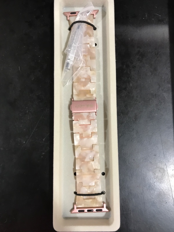 Photo 1 of [Pink] OULUCCI Compatible with Apple Watch Bands 41mm 40mm 38mm 45mm 44mm 42mm, Fashion Resin iWatch Bands Bracelet with Stainless Steel Buckle for Apple Watch Series 7/6 / SE / 5/4, Series 3 2 1