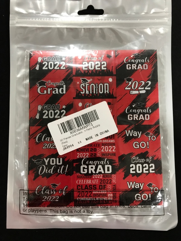 Photo 1 of 90 Pieces Graduation Candy Sticker Decoration 2022 Grad Party Mini Candy Bar Wrapper Class of 2022 Congrats Label for High School, College, Nursing, Graduation Celebration Party Supply (Red)