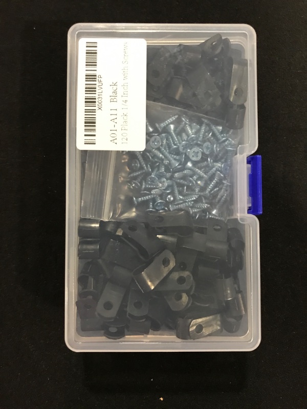 Photo 2 of 120 Pcs Clamps + 120 Pcs Screws 1/4 Inch Rope Light P-Style R-Type Mounting Clips with Compatible Screws in The Box -Black