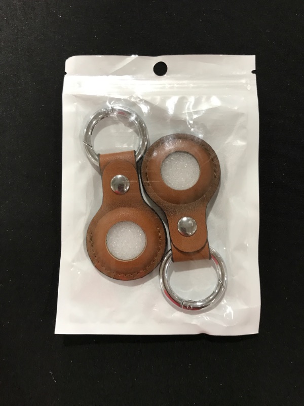Photo 1 of Airtag Holder Case - Key Ring for Apple Airtag 2 Pack (Rustic Brown) Rustic Brown 2-Pack