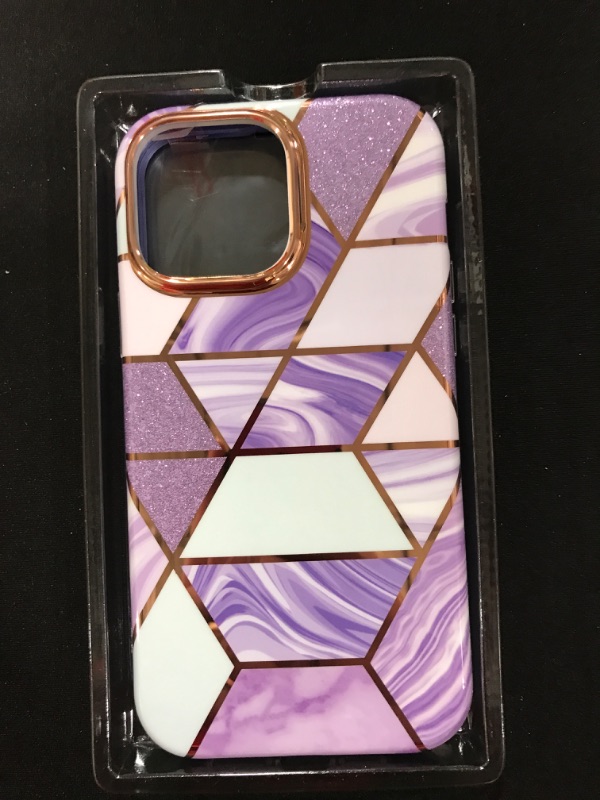 Photo 2 of  iPhone 13 Pro Max,Heavy Duty Full Body Cover Built-in Tempered Glass Screen Protector,6.7 inch 2021 Purple Marble iPhone 13 pro max Purple Marble