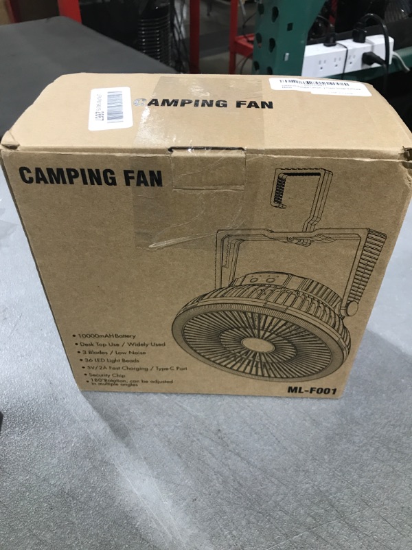 Photo 4 of 10000mAh Rechargeable Battery Operated Fan - 8 inch Portable Camping Fan with LED Lights and Hanging Hook for Tent Car RV Shelter Desk Outdoor Emergency Power Outage Hurricane