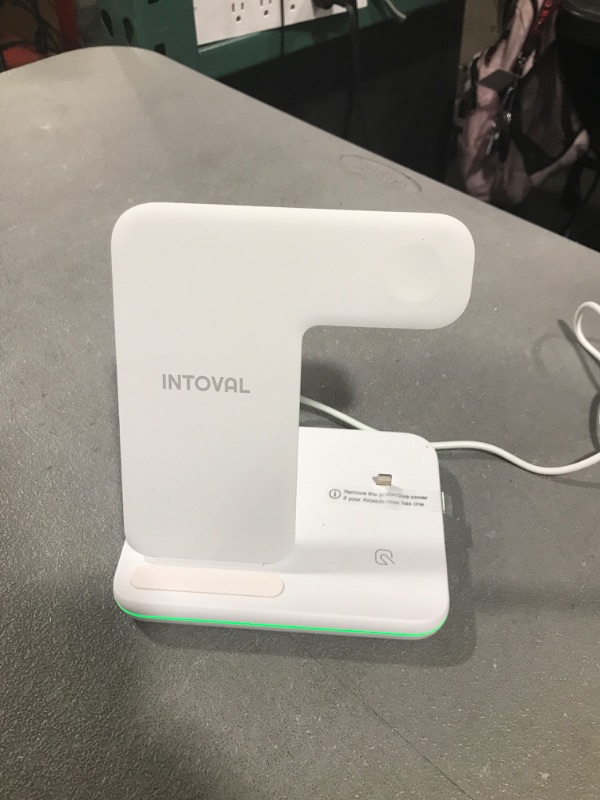 Photo 2 of Intoval Wireless Charger, 3 in 1 Charger for iPhone/iWatch/Airpods, Qi-Certified Charging Station for iPhone 14/13/12/11/Pro/Max/XS/Max/XR/XS/X, iWatch 7/6/SE/5/4/3/2, Airpods Pro/3/2/1 (Z5,White)