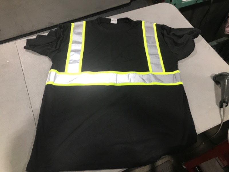 Photo 1 of  Hi Vis Class 3 T Shirt Reflective Safety Black Long Sleeve HIGH Visibility ---XL