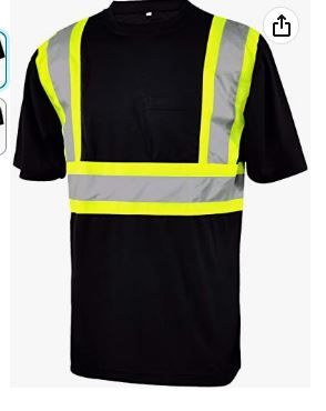 Photo 1 of  Hi Vis Class 3 T Shirt Reflective Safety Black Long Sleeve HIGH Visibility ---XL
