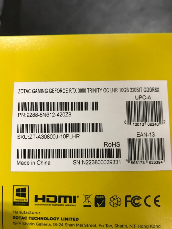 Photo 5 of ZOTAC GeForce RTX™ 3080 Trinity OC LHR 10GB GDDR6X 320-bit 19 Gbps PCIE 4.0 Gaming Graphics Card, IceStorm 2.0 Advanced Cooling, Spectra 2.0 RGB Lighting, ZT-A30800J-10PLHR RTX 3080