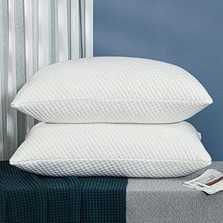 Photo 1 of  Standard Pillows Shredded Memory Foam Cooling Bed Pillows Set of 2 Pack Standard Size Pillows 24 x 16 in, Adjustable Washable The Pillow for Side Back Stomach Sleeper Pillows for Sleeping
used / need to be washed
