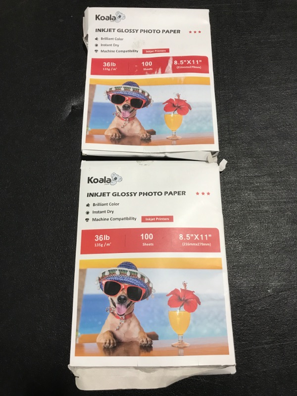 Photo 1 of LOT OF 2 Koala Thin Inkjet Printer Paper for DIY Chip Bag and Print Brochure Flyer 8.5x11 Inches Glossy 100 Sheets 36Lb
