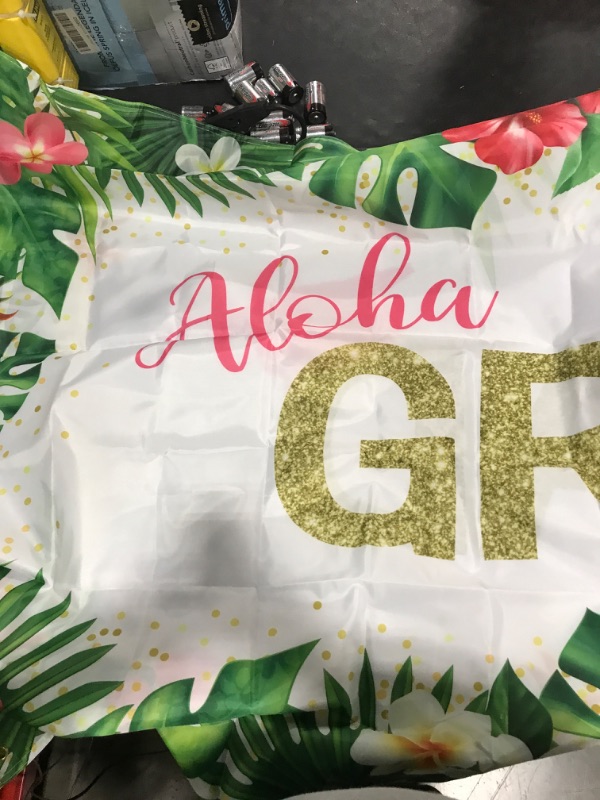 Photo 2 of OSNIE Hawaiian Luau Graduation Party Backdrop Tropical Aloha Bachelor Cap Design Class of 2023 Summer Congrats Grad Banner Graduation Party Decorations and Supplies for College Prom Photo Booth Props Aloha GRAD Banner