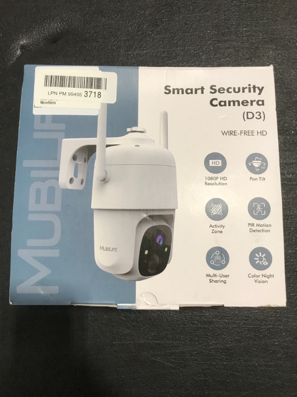Photo 2 of 2K Wireless Security Camera, MUBILIFE 360° Pan Tilt Outdoor Cameras for Home Security, Battery Powered, IP66 Waterproof, AI Motion Detection, Color Night Vision, Siren & Spotlight, 2.4G WiFi Single. OPEN BOX. 