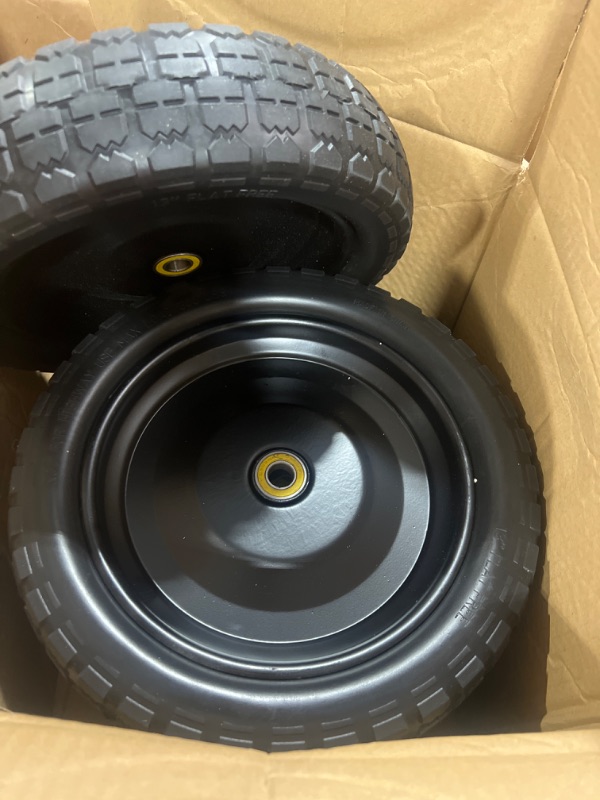 Photo 3 of (4-Pack) 13‘’ Tire for Gorilla Cart - Solid Polyurethane Flat-Free Tire and Wheel Assemblies - 3.15” Wide Tires with 5/8 Axle Borehole and 2.1” Hub 13“ Wheels -4 Pack