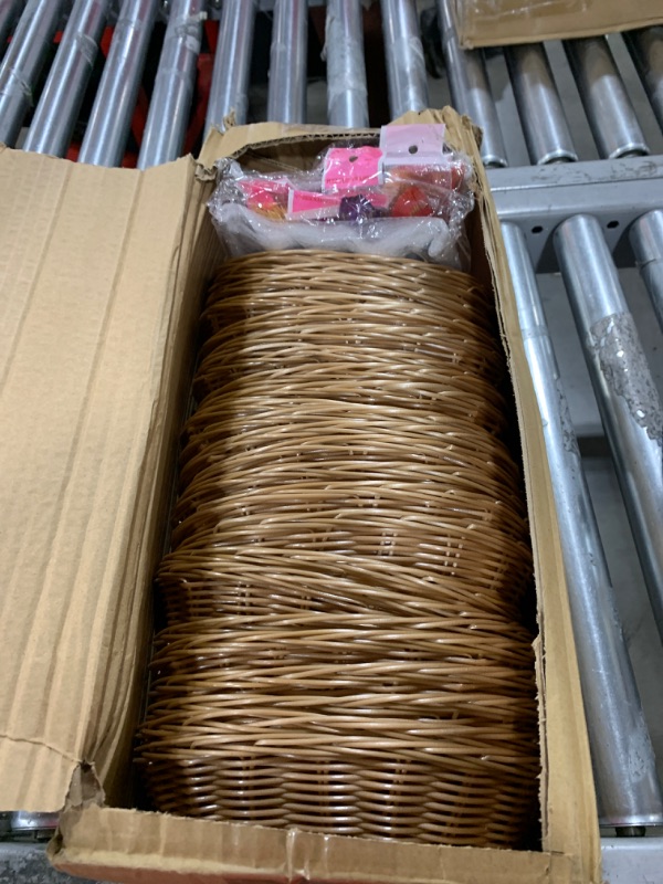 Photo 1 of 24 Pack Gift Baskets Empty Oval Basket Food Storage Basket Woven Empty Basket Fruit Basket 9 x 6 x 2.25 Inches Present Baskets with Colorful Pull Bows and Clear Bags for Kitchen, Restaurant, Wrapping