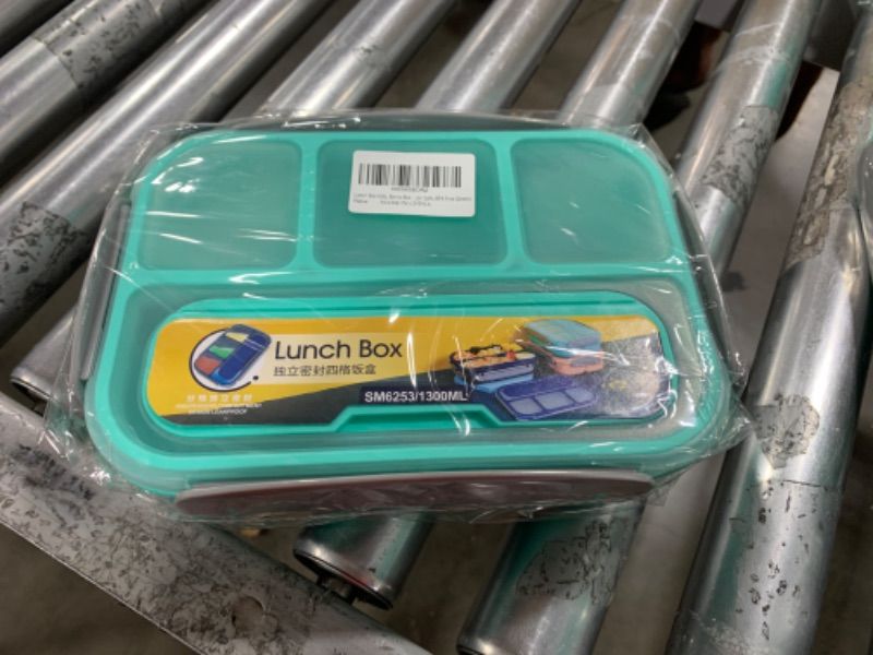 Photo 2 of Lunch Box Kids, Bento Box Adult Lunch Box, Lunch Containers for Adults Kids Toddler, 1300ML-4 Compartment Bento Lunch Box w/ Food Picks Cake Cups, Microwave/Dishwasher/Freezer Safe, BPA Free (GREEN)